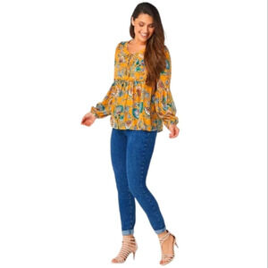 Haute Hippie Billowy Avery Floral Peasant Top Lightweight Boho Style Size Medium